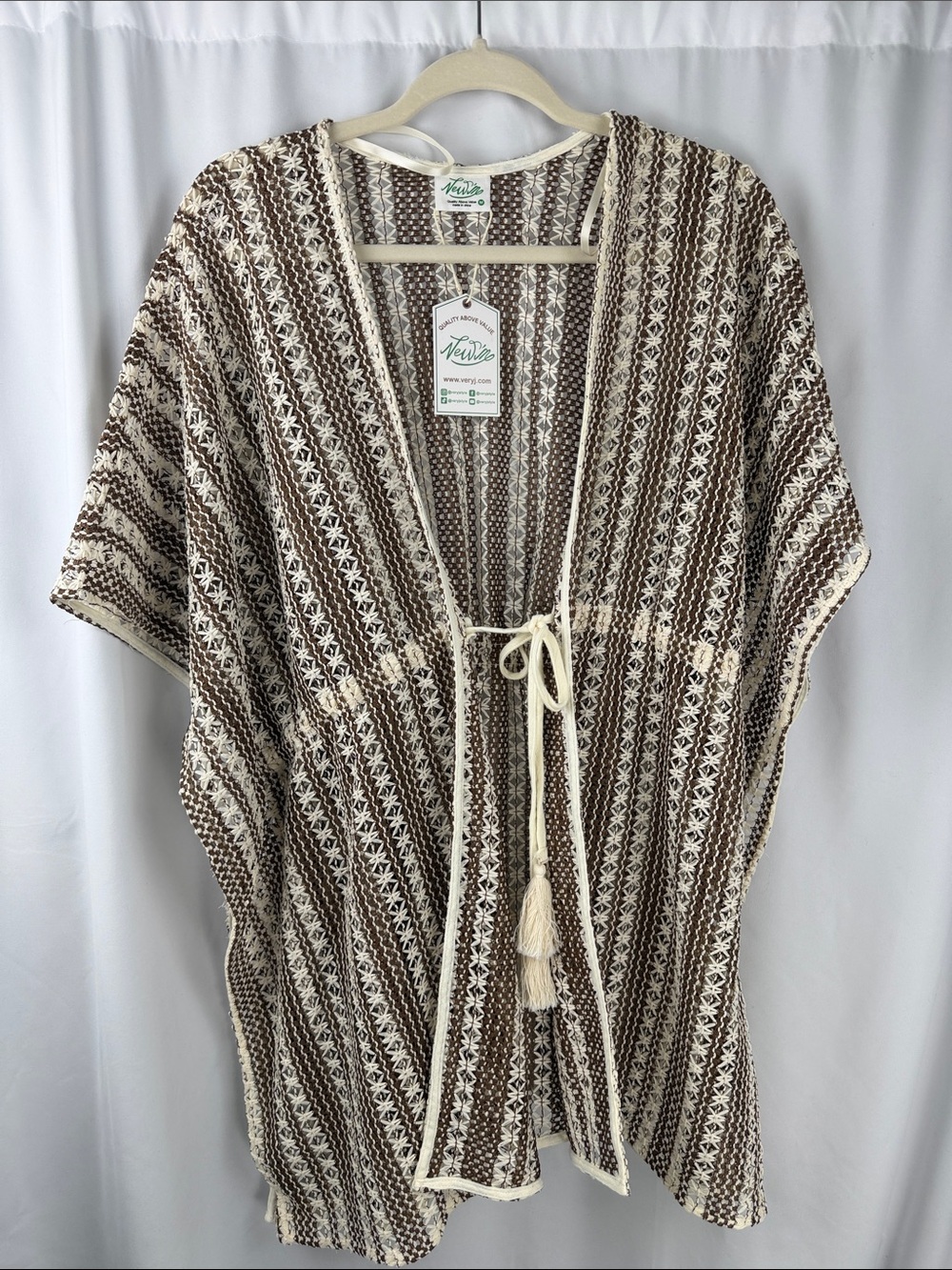 NWT NEWME by Very J Crochet Swim Cover-Up Kimono – Medium